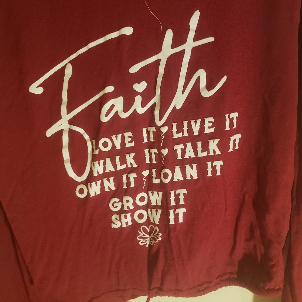 Burgundy Faith Sweater with hoodie